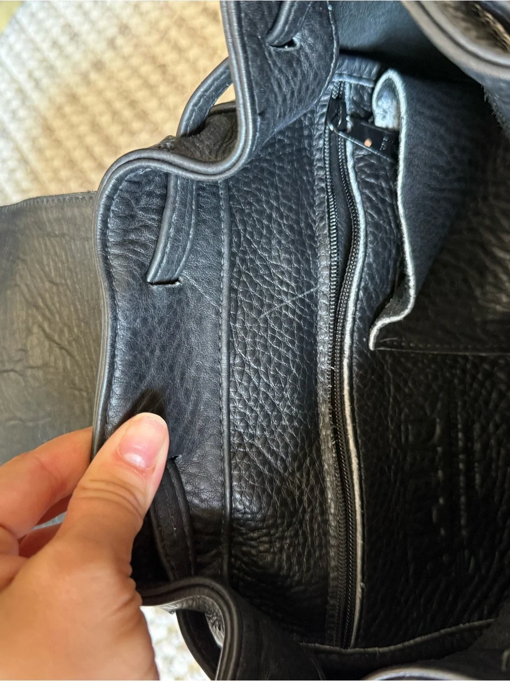 Black Backpack with Brown Flap Accents - Women